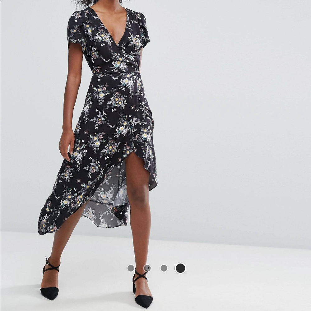 Oasis Wrap Front Floral Print Midi Dress